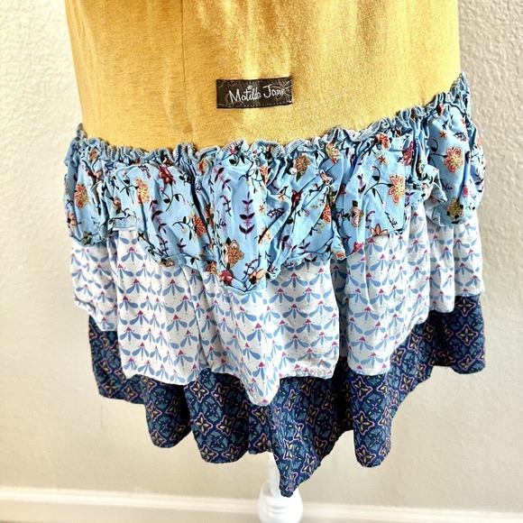 Matilda Jane Weekend Vibes Sz Small Yellow Mixed Floral Tiered Ruffle Hem Shirt - Picture 11 of 14